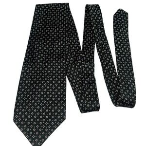 HAROLD POWELL 100% Silk Tie Dark Green Micro‎ Diamond Pattern Formal Neckwear